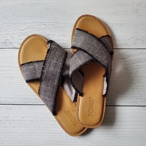 Tom's Black Slip On Sandals